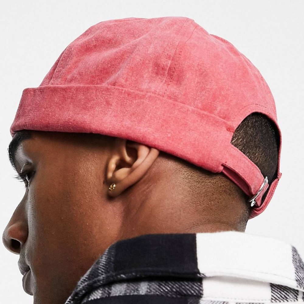 ASOS - Washed Red Dockers Cap - M/L